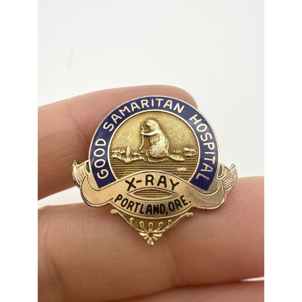 Vintage 10k Gold Filled X Ray Portland Hospital Badge Pin